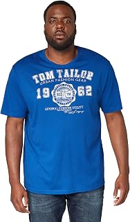 TOM TAILOR Men's T-Shirt with Logo Printed in Organic Cotton