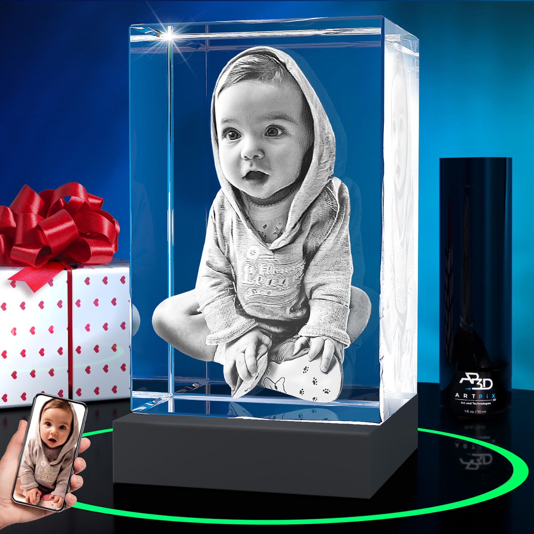 ArtPix 3D Premium Crystal Photo, Personalized Gifts for Women, Wife, Mom, Her, H