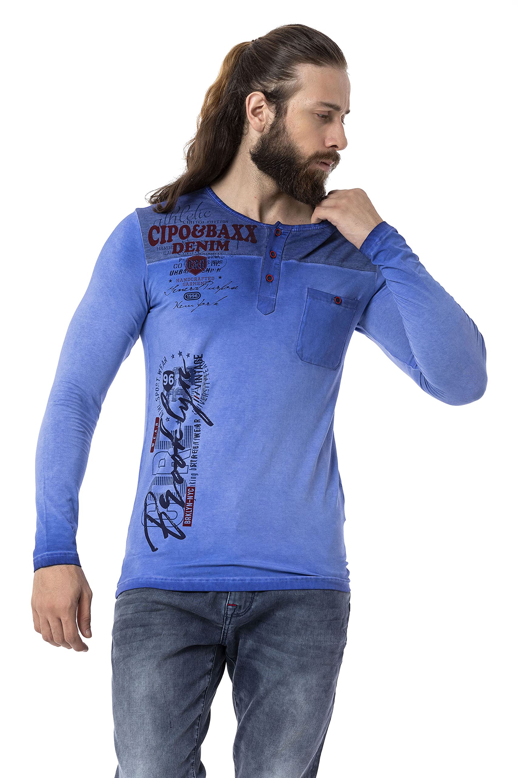 Cipo & Baxx Herren Oberteile – Langarmshirts & Sweatjacken mit modernen Prints, 