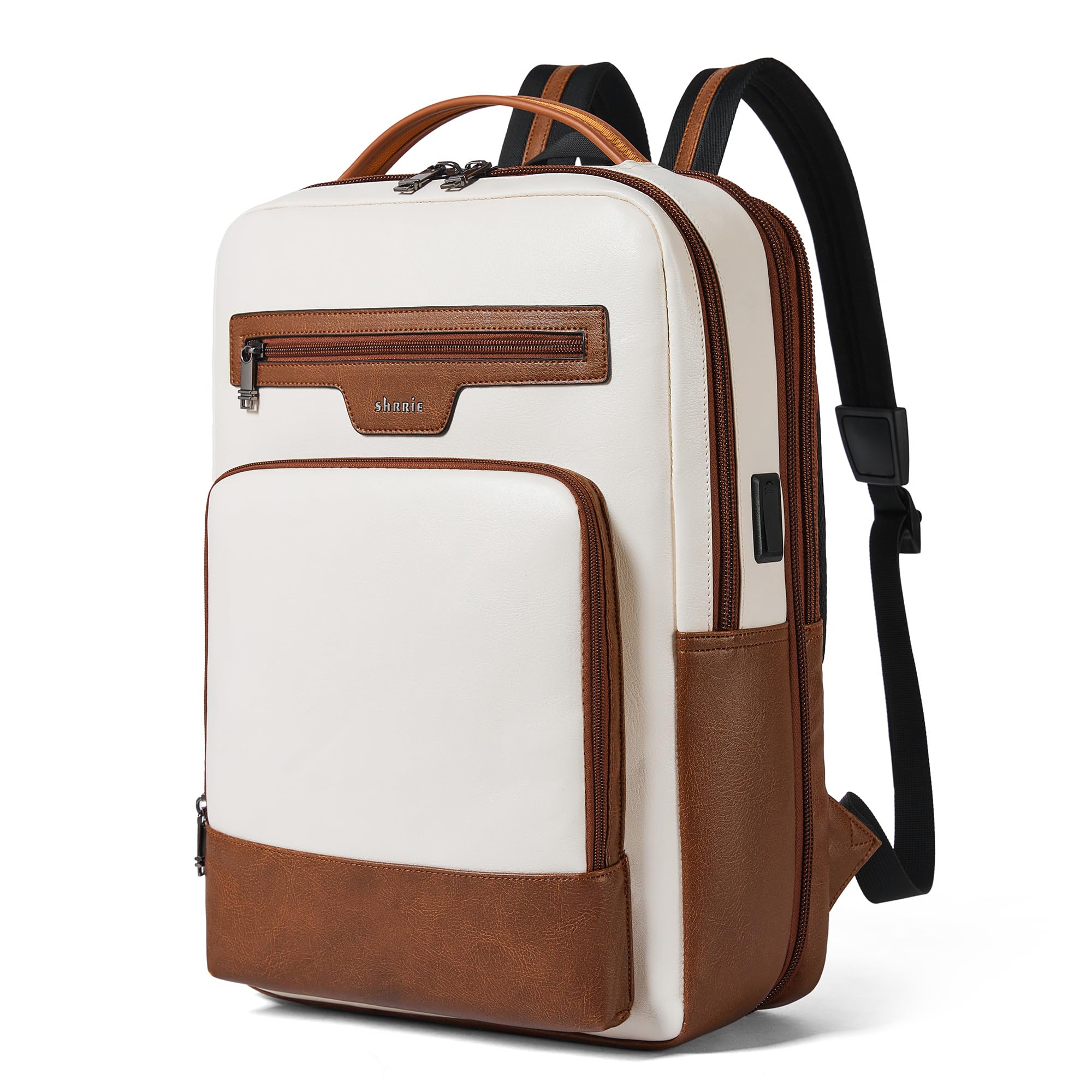 Shrrie Leather Laptop Backpack for Women and Men,16 Inch Computer Backpack,28 L 