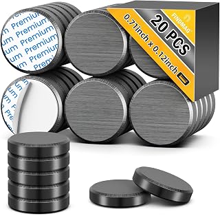 FINDMAG Magnets for Crafts, Magnets with Adhesive Backing, 20 Pack | 0.71" D x 0.12" H, Ferrite Magnets, Small Adhesive Magnets for Refrigerator, Scientific, Office, Classroom and Home