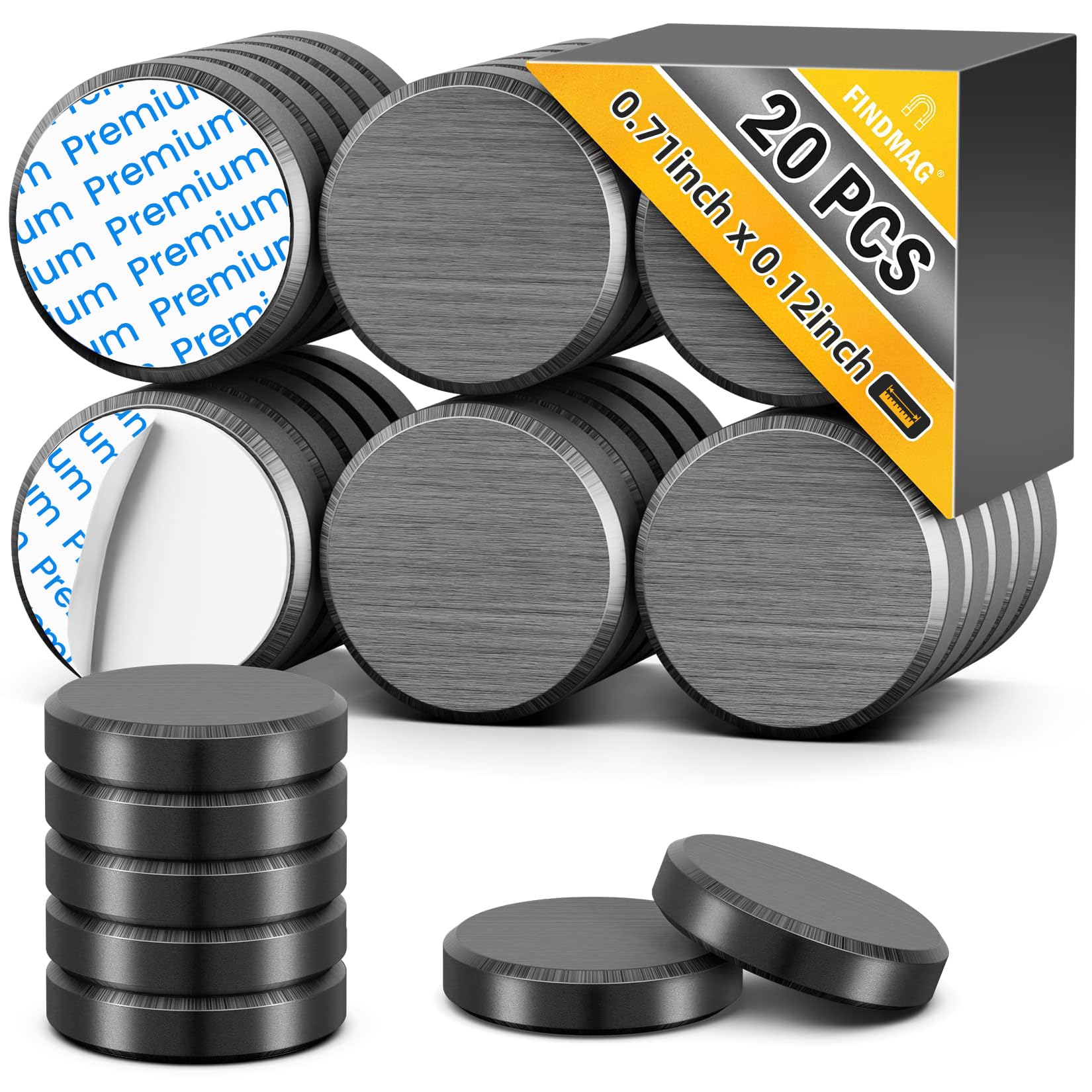 FINDMAG Magnets for Crafts, Magnets with Adhesive Backing, 20 Pack | 0.71" D x 0