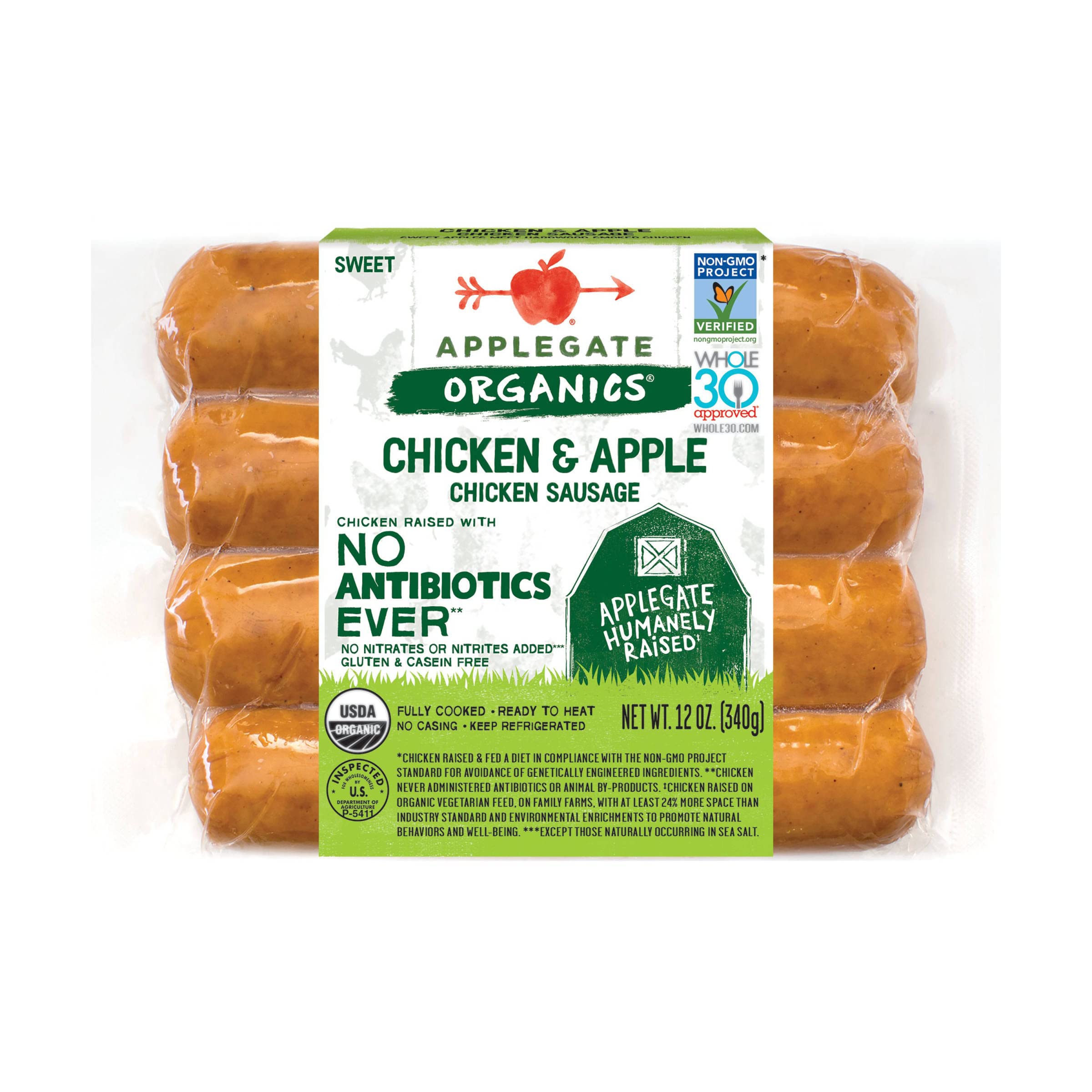 Applegate, Organic Chicken & Apple Sausage | No Antibiotics Ever, Whole30 Approv