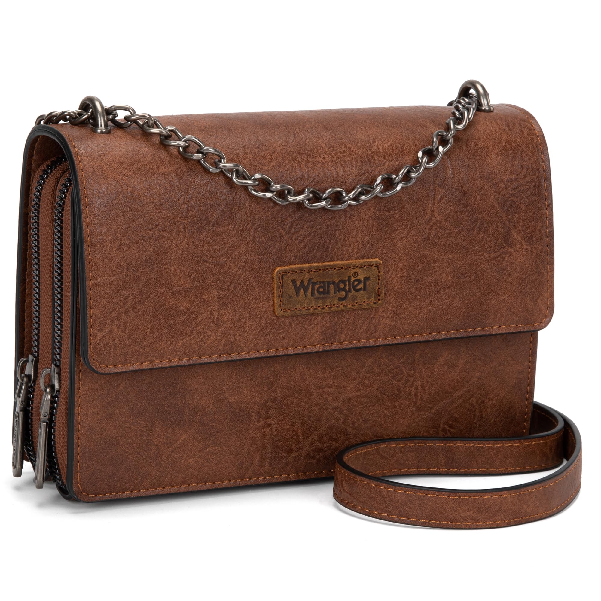Wrangler Flap Crossbody Purse for Women Shoulder Bag Vintage Wallets with Chain 