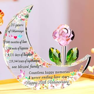 Ornalrist Silver 25th Wedding Anniversary Crystal Gifts 25 Years Souvenir