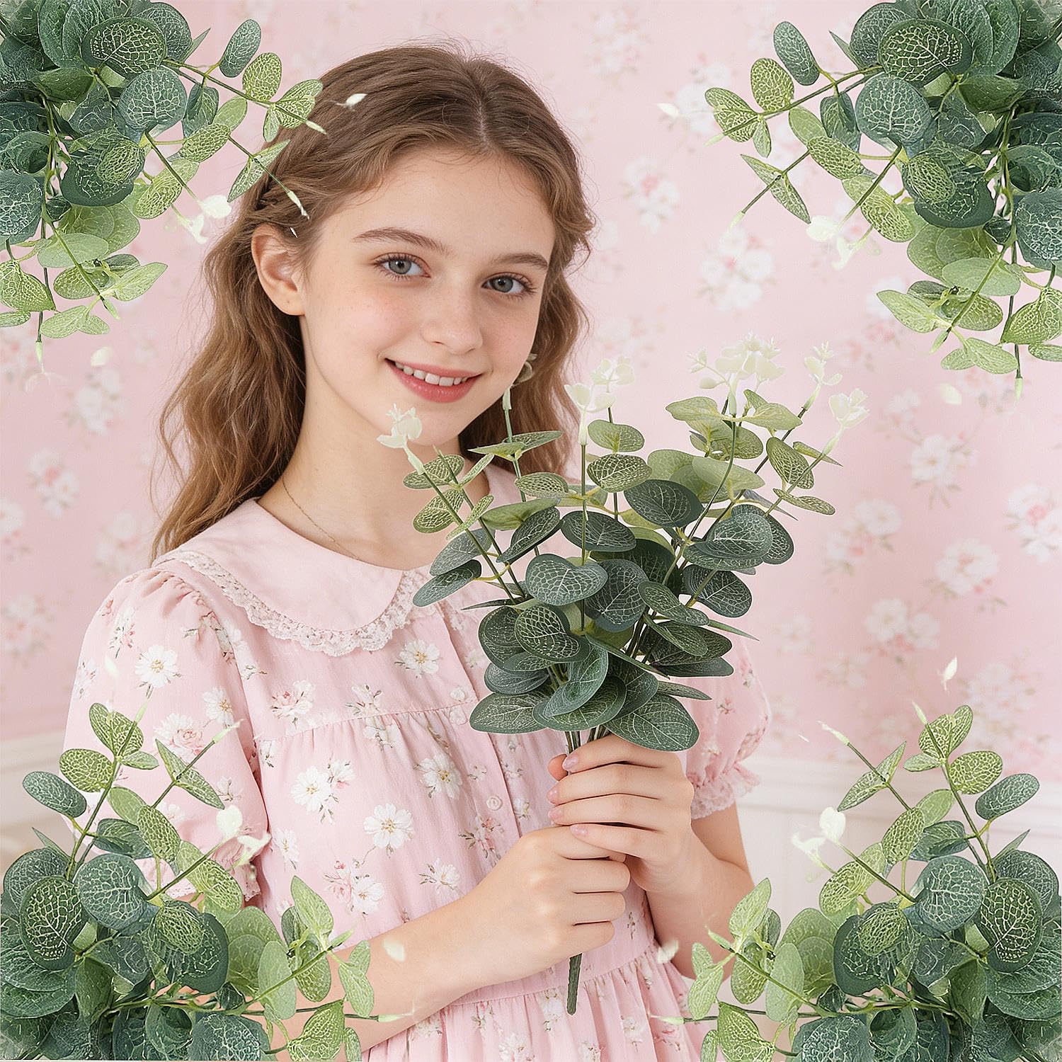 100 Pcs Fake Eucalyptus Silk Plants DIY Decorations for Home Garden Wedding Scra