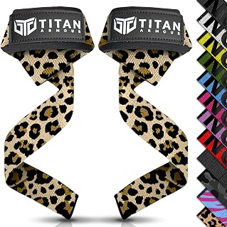 Titan Armour® Weight Lifting Straps | Extra-Long Neoprene Padded Heavy-Duty Weightlifting Straps | Deadlifts | Anti-Slip Gel Option | Gym Accessories