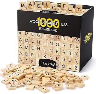 Magicfly 1000 Pcs Scrabble Tiles, Wooden Letter Tiles | A-Z Capital Letters for Crafts, Spelling,Scrabble Crossword Game