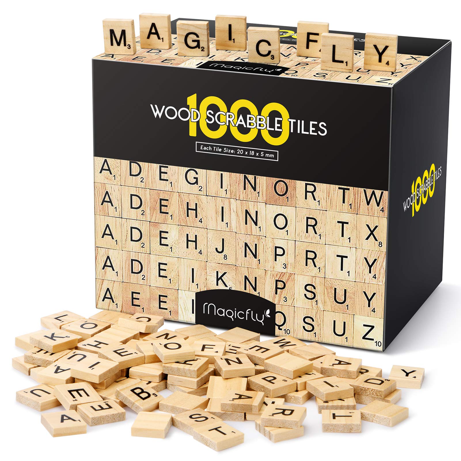 Magicfly 1000 Pcs Scrabble Tiles, Wooden Letter Tiles | A-Z Capital Letters for 
