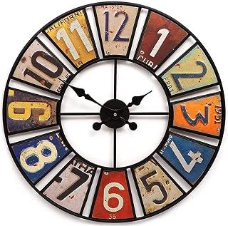 Outdoor Garden Wall Clock, Weatherproof Silent Metal Garden Clock, 24 Inch Retro Large Garden Clock Battery Operated Large Outdoor Clock, for Patio, Pool, Fence, Porch, Home