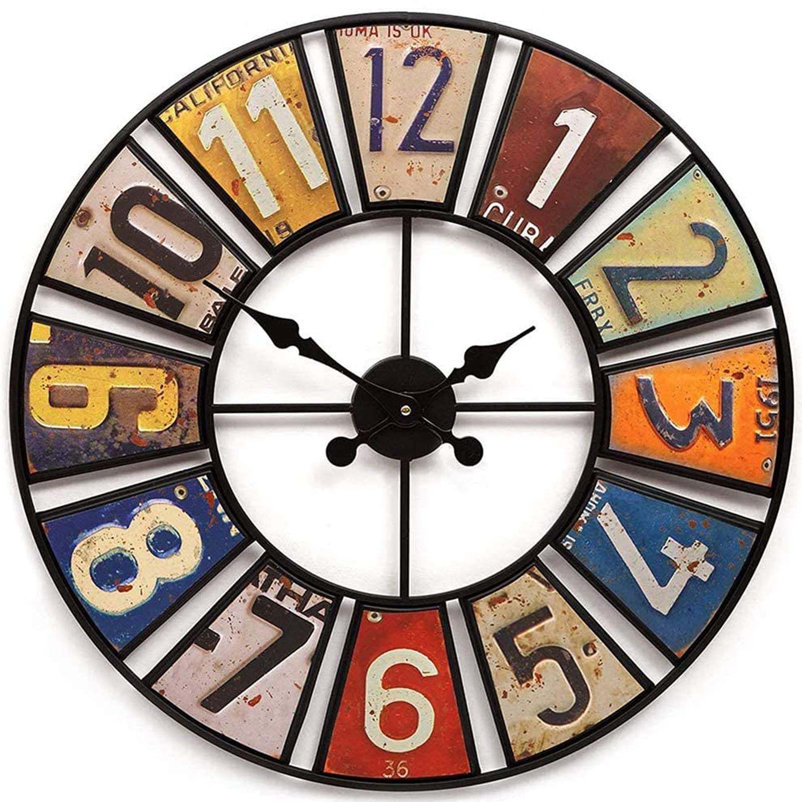 Outdoor Garden Wall Clock, Weatherproof Silent Metal Garden Clock, 24 Inch Retro
