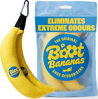 Boot Bananas Original Shoe Deodorisers, Banana-Shaped Fresheners - Reusable | Reusable shoe deodorisers fight odours and absorb moisture in trainers, boots and kits, staying effective for 6-12 months.