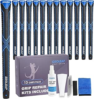 Geoleap Golf Grips 13 Pack with Complete Regripping Kit -Reduced Taper & Triple Texture Non-Slip Design Golf Club Grips, High Shock-Absorbing Soft Feel Golf Grips for Men and women.