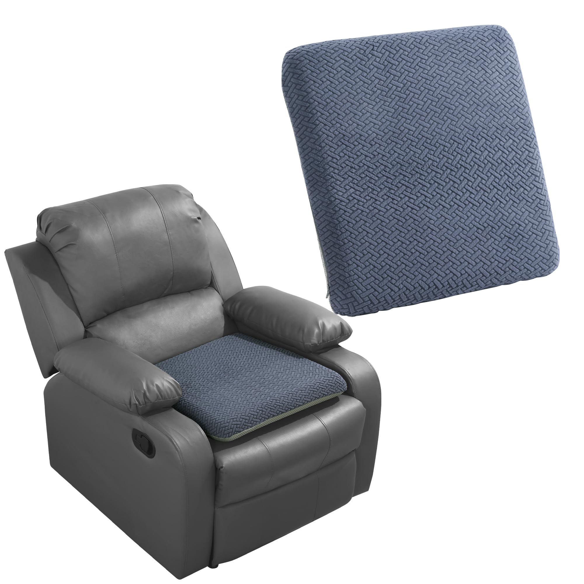 HOMBYS Tufted Furry Recliner Seat Cushion for Elderly Foam Curved Edge Large Squ
