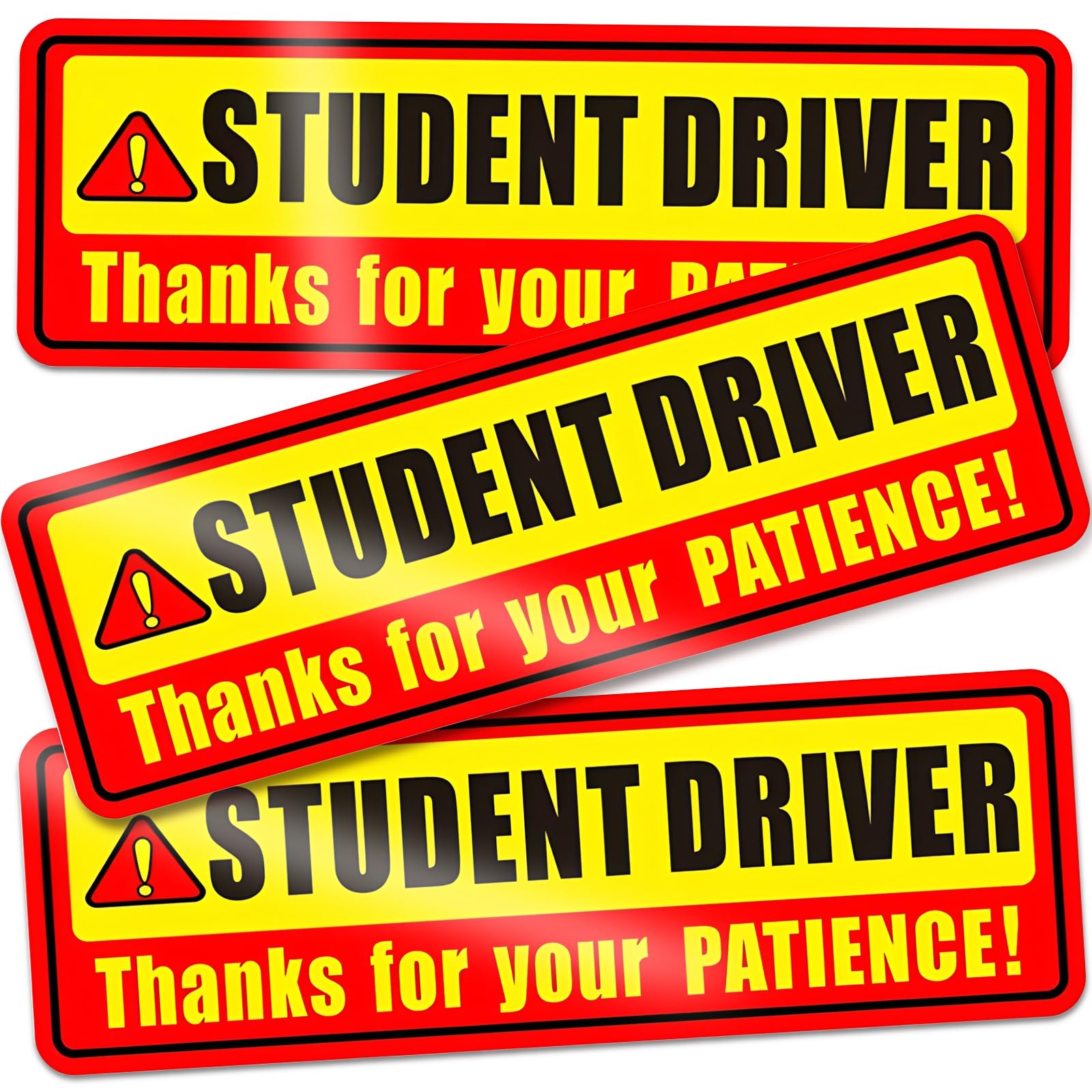 Student Driver Magnet for Car, 3 Pack Movable Car Bumper Magnet Sticker | 9.5 x 
