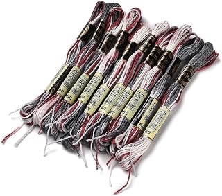 10 Skeins 0.5mm Cross Stitch Embroidery Floss Polyester 6 Layers Segment Dyed Ombre for DIY Sewing Knitting DIY Crafts Jewelry Making 8M