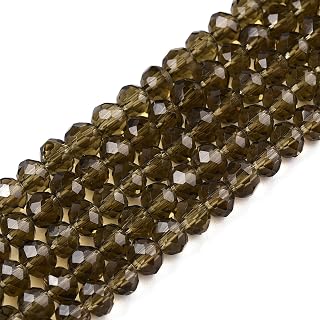 85pcs Faceted Rondelle Glass Beads for Jewelry Making 6x5mm Tan Electroplated Crystal Briolette Spacer Beads for DIY Crafts Wind Chimes