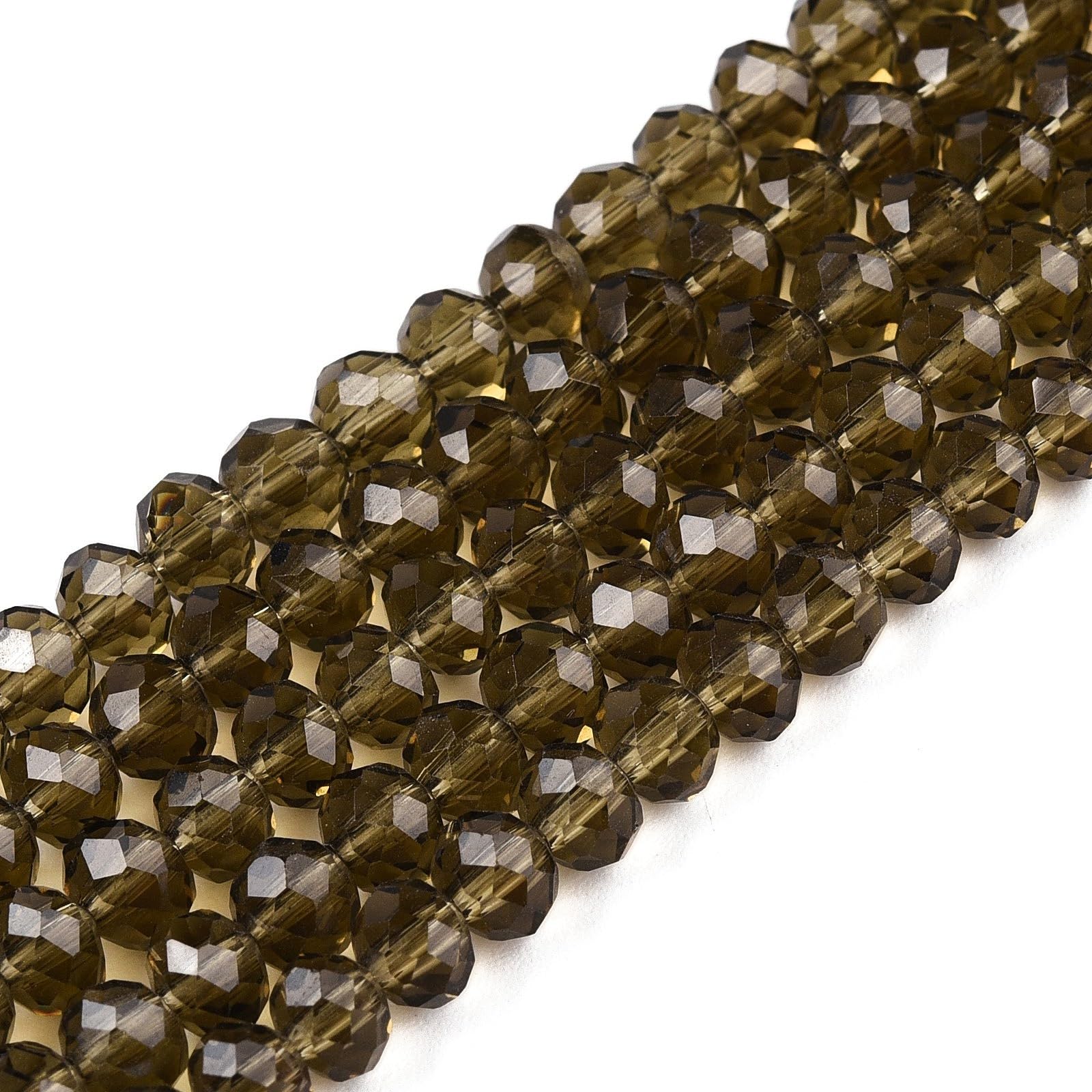 85pcs Faceted Rondelle Glass Beads for Jewelry Making 6x5mm Tan Electroplated Cr