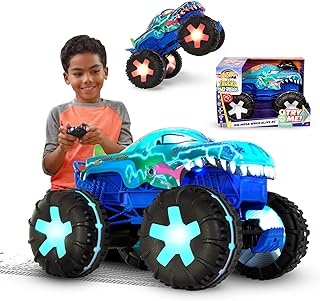 Hot Wheels Monster Trucks Mega-Wrex Alive RC, Remote-Control Toy | Large RC Toy Truck with Lights & Sounds​​, Recharge with USB Cable, 1:15 Scale, JBD90