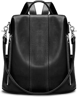 S-ZONE Leather Backpack Purses for Women Antitheft Rucksack Shoulder Bag Medium