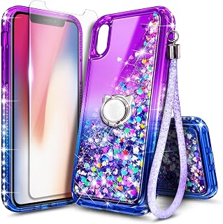 NGB Designed for iPhone Xs Max Case, Cute Liquid Glitter, Purple/Blue