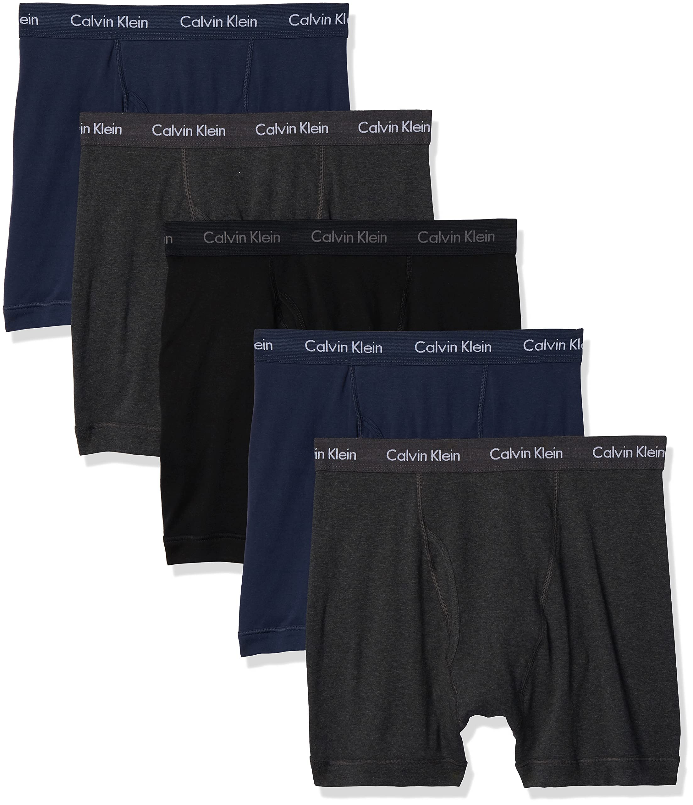 Calvin Klein Men's Briefs (Pack of 5), Black/Charcoal Heather/Blue Shadow (Pack 