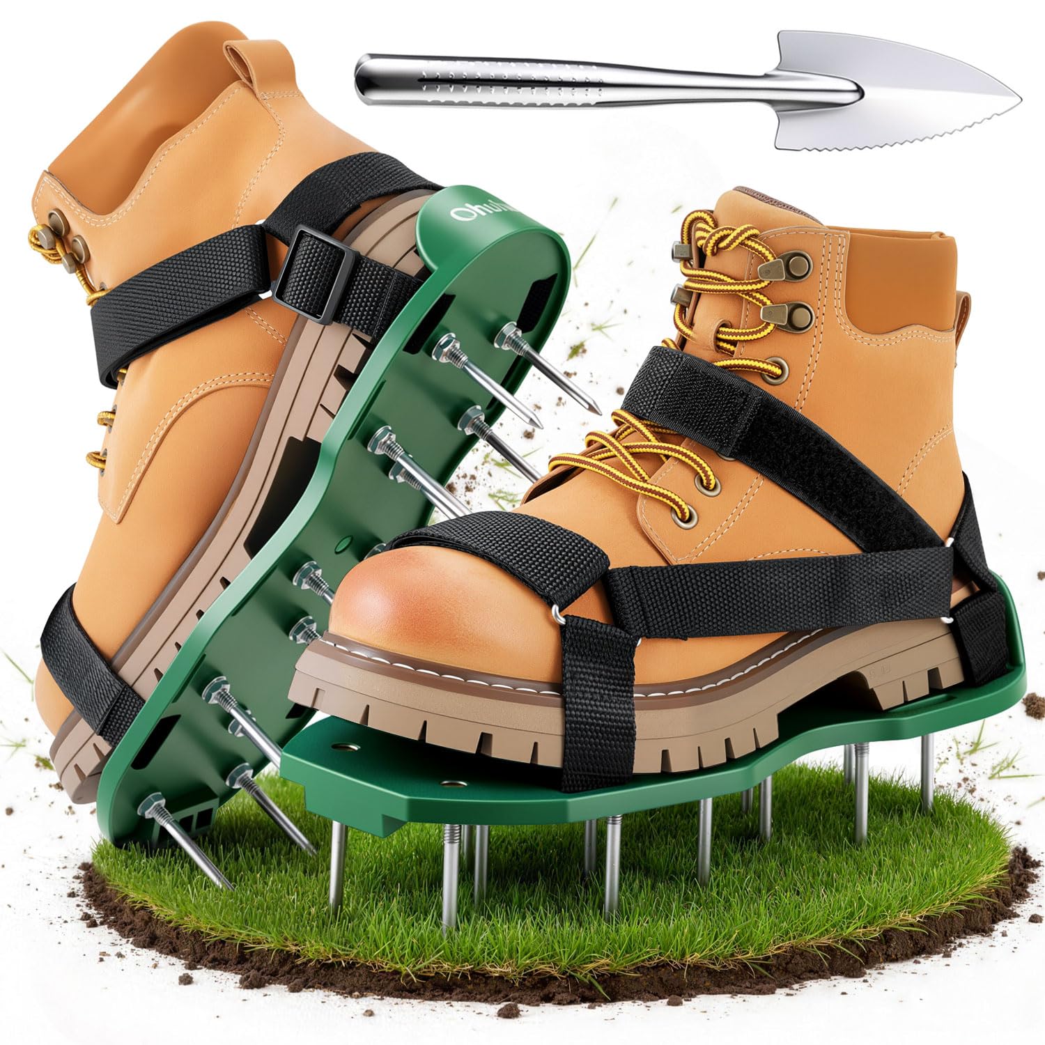 Ohuhu Lawn Aerator Shoes with Stainless Steel Shovel, Pre-assembled Aerator Shoe