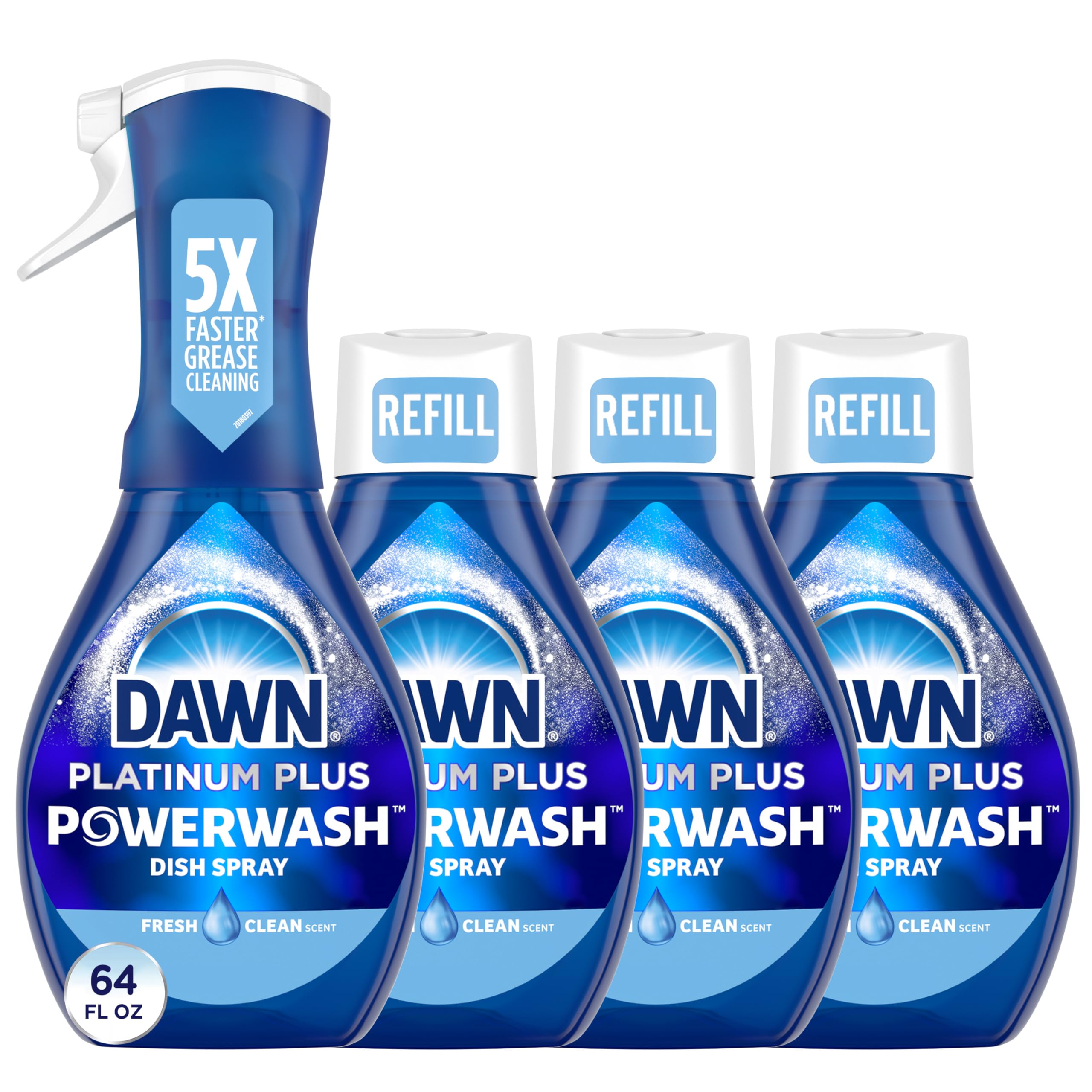 Dawn Powerwash Spray, Dish Soap, Dishwashing Liquid, Fresh, 1 Starter Kit + 3 Re