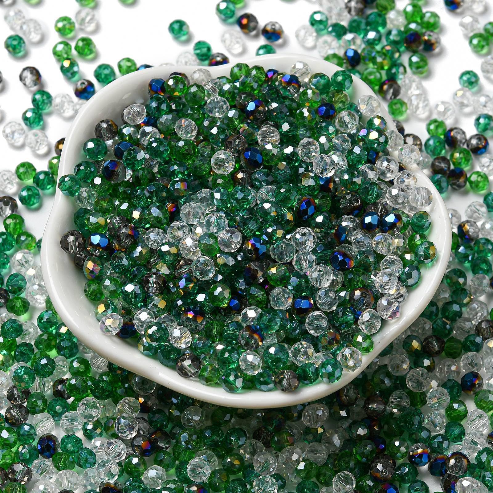 820pcs/60g Assorted Faceted Crystal Beads 4mm Loose Spacer Beads for DIY Bracele