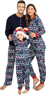 Ekouaer Pijamas familiares de Navidad a juego para mujer y hombre, pijamas de manga larga para dormir y descansar