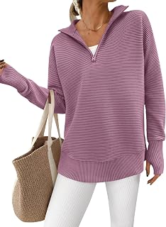 PRETTYGARDEN Women's Long Sleeve Quarter Zip Pullover Sweater