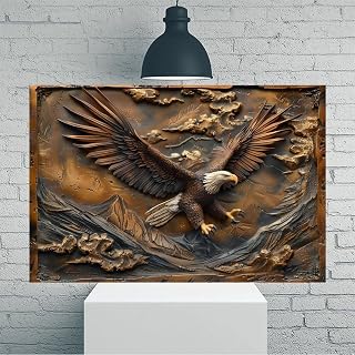 Bronze Eagle Sculpture Mountain Work Vintage Rustic Canvas Wall Art - 12x18in Unframed Poster- Home & Office Decor for Living Room, Bedroom, Kitchen & Cafe