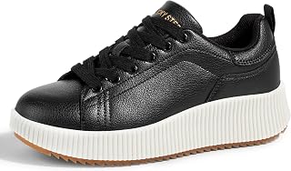 LUCKY STEP Scarpe da ginnastica da donna con plateau e strass, alla moda, grosse, casual, scintillanti, retrò, intrecci