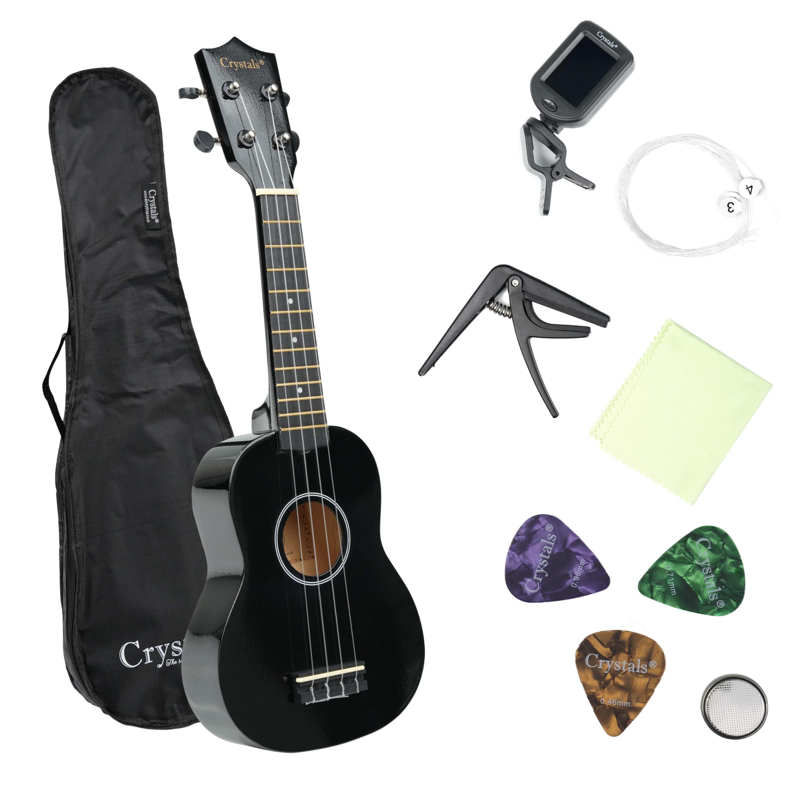 Crystals 21" Soprano Ukulele for Beginners - Perfect for Kids & Adults, with Gig