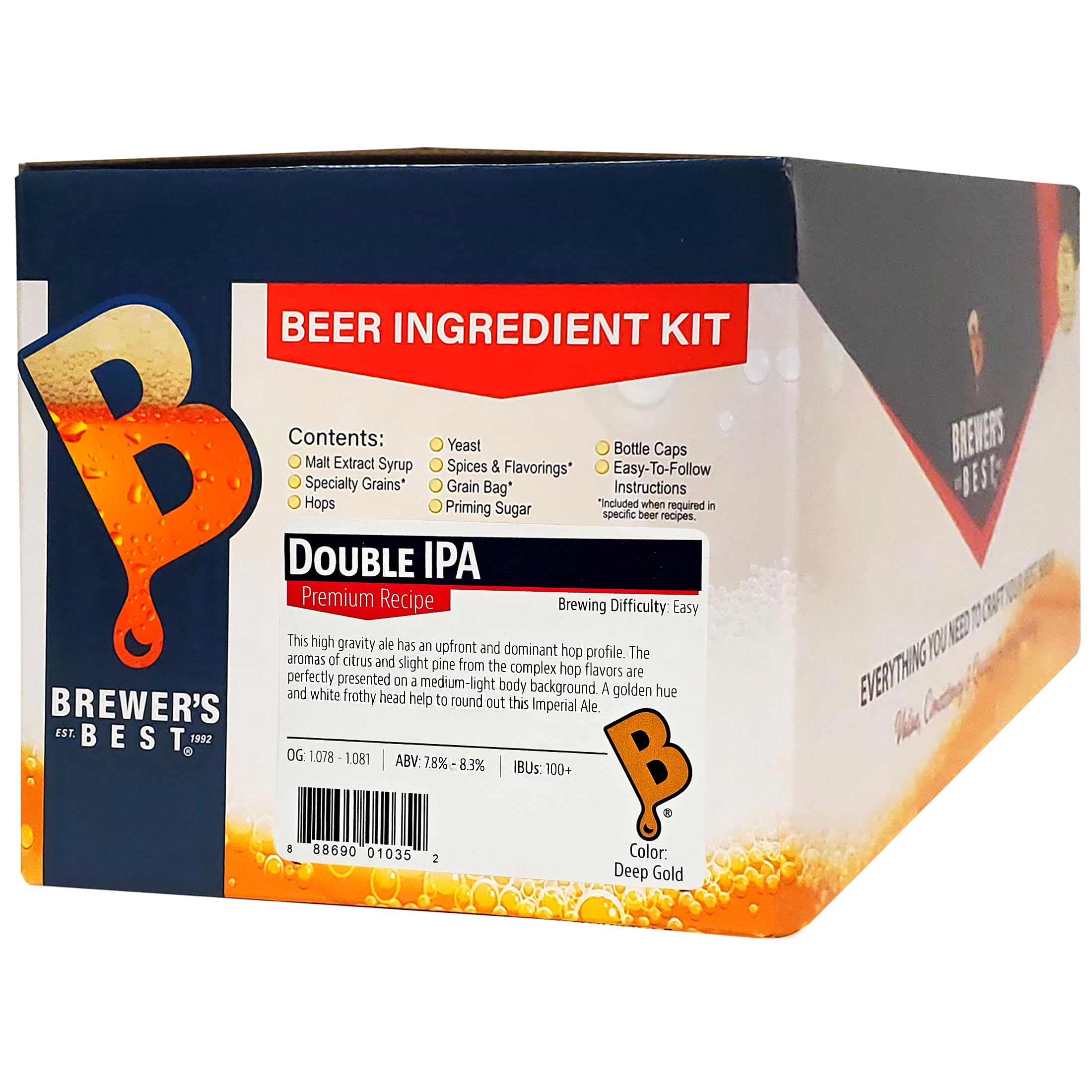 Brewer's Best Double IPA Beer Ingredient Kit, Yellow