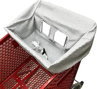 Portable Shopping Cart Cover, High Chair and Grocery Cart Covers for Babies, Kids, Infants &amp; Toddlers, Attached Carry Bag (Gray Chevron)