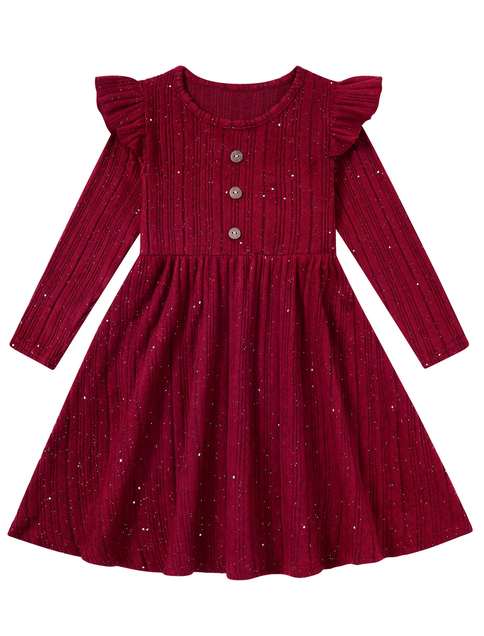 Toddler Girls Fall Dress Long Sleeve A-Line Sparkle Party Outfit 2-6T