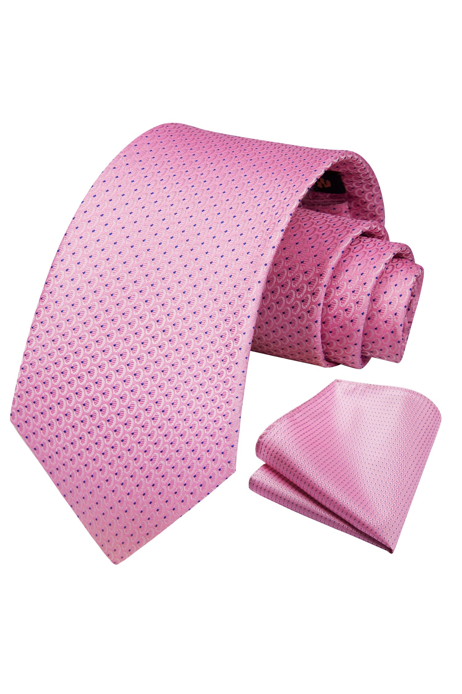 HISDERN Men's Elegant Polka Dot Tie and Handkerchief for Weddings Business Tie S