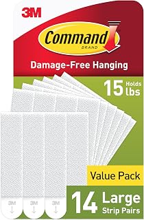 Command Large (15 lb) Picture Hanging Strips, 14 Pairs (28 Strips | White Picture Hanging Strips, Damage-Free Wall Hangers for Frames, No Tools Required, Ideal for Decorating Apartments, Dorms
