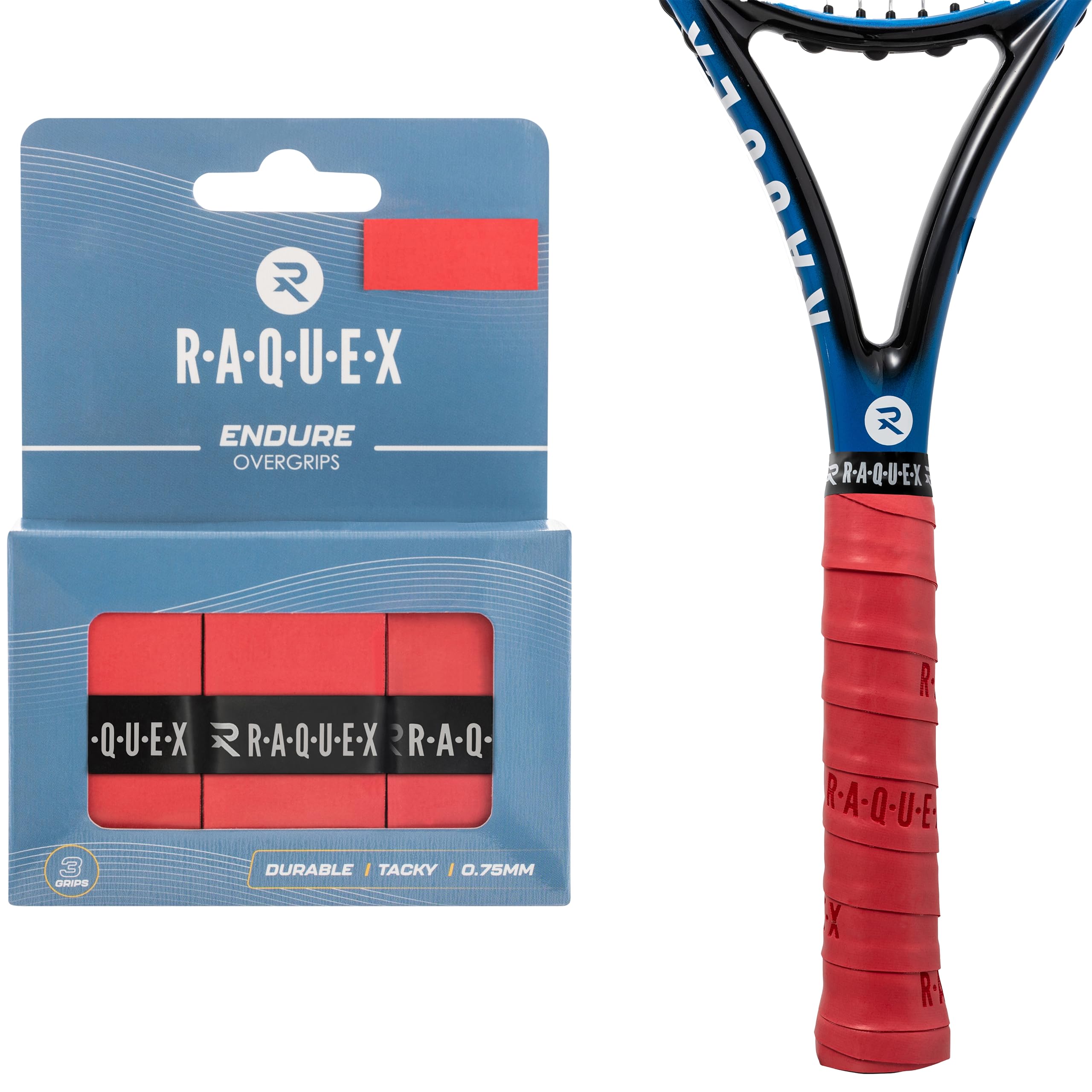 Raquex Endure Racket Overgrip Tape – 3 Pack Racquet Overgrip Tape, Durable, Dry 