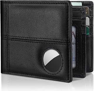 Artpaxy Mens Wallet With AirTag Holder, Bifold Leather RFID Blocking 1-2 ID Windows 12-13 Card Holders, Gift Box and Screen Protector Included, AirTag Not Included
