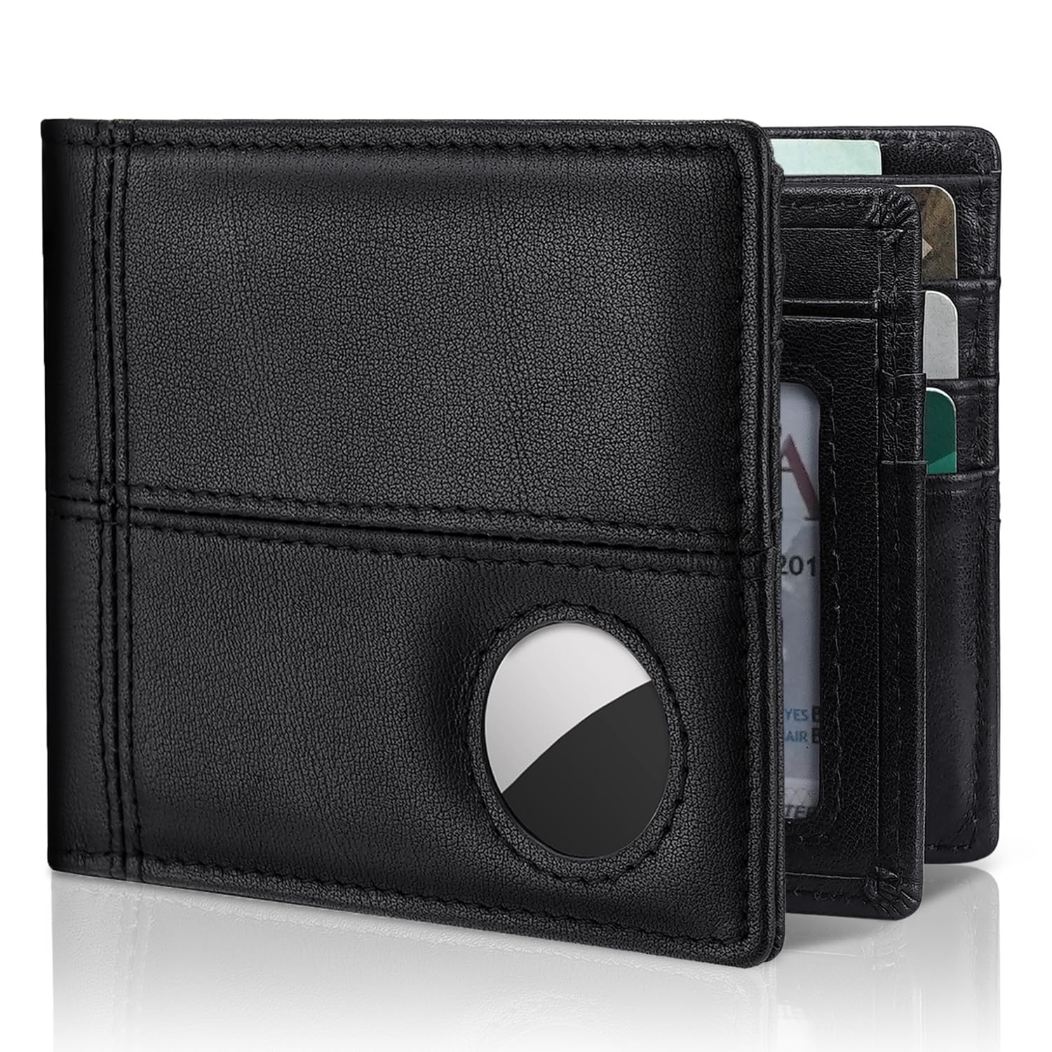 Artpaxy Mens Wallet With AirTag Holder, Bifold Leather RFID Blocking 1-2 ID Wind