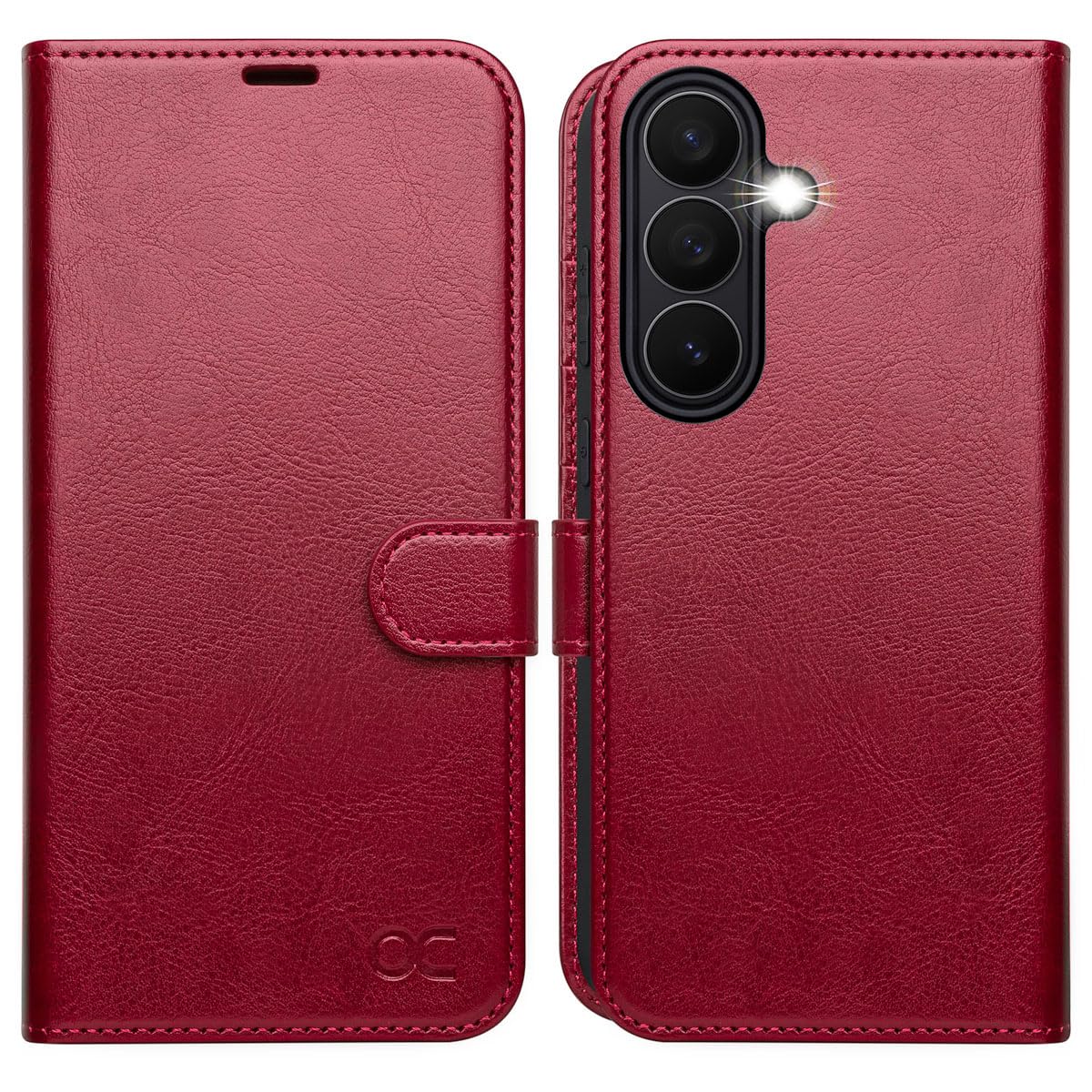 OCASE for Samsung Galaxy S26 Wallet Case, Card Holder, Red