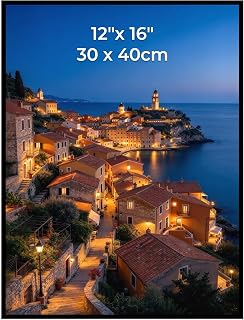 30x40 cm Photo Frame Black, 16x12 inch Poster Frame for Horizontal or Vertical Wall Display in Living Room, Office, Gallery