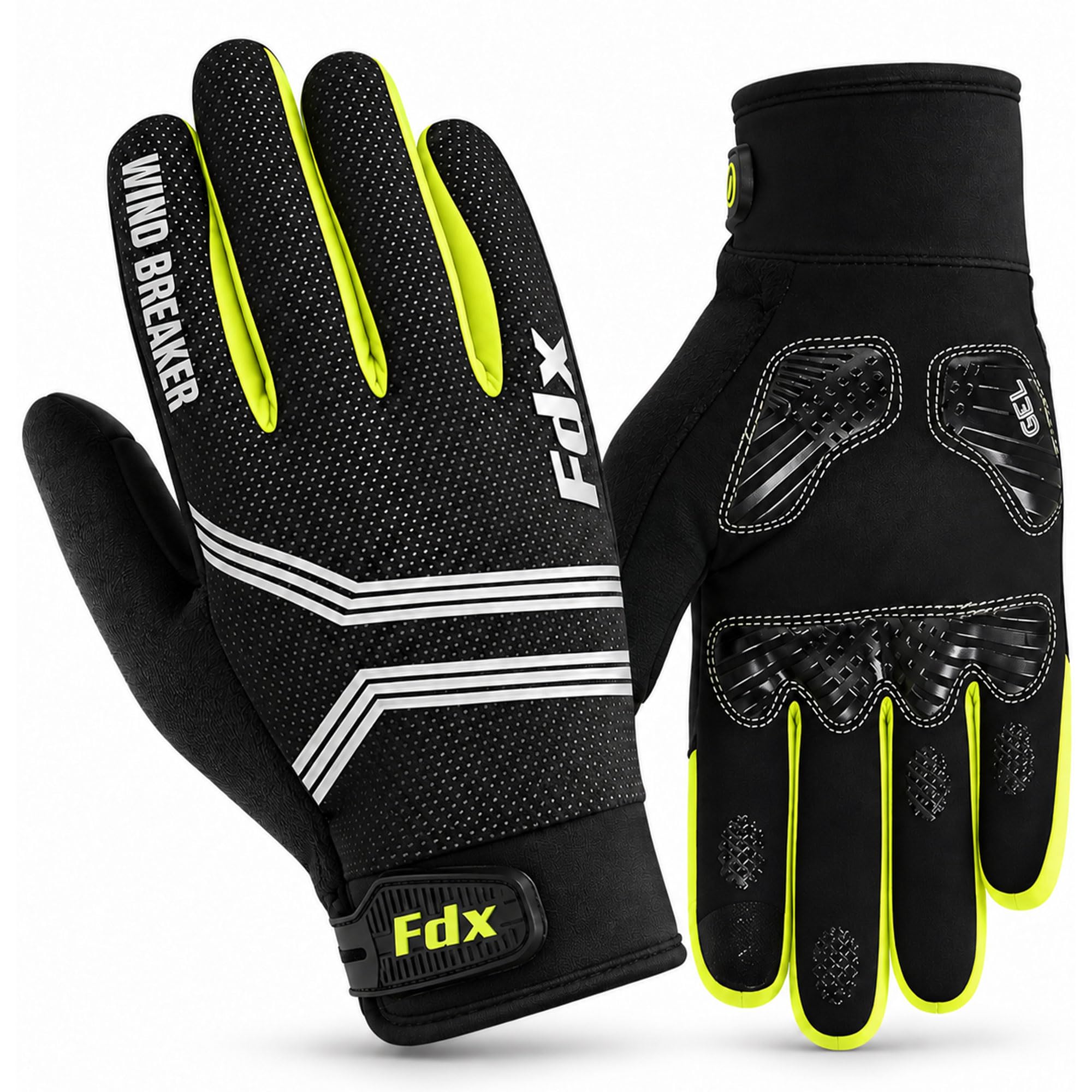 FDX Full Finger Winter Cycling Gloves for Men Women, Windproof Padded Mitts