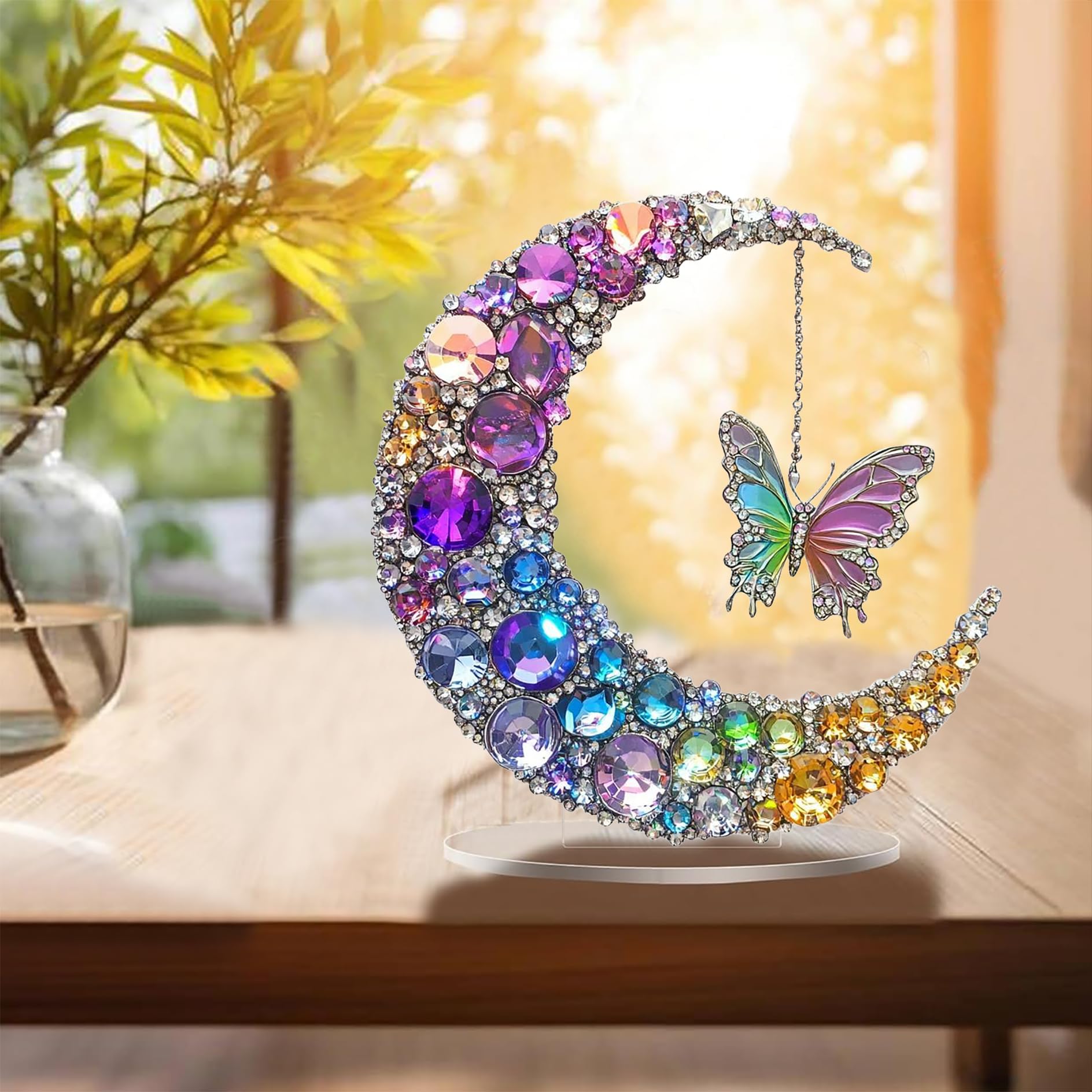 Moon Clear Acrylic Desktop Decoration Table Top Placement Ornament Table Decor f