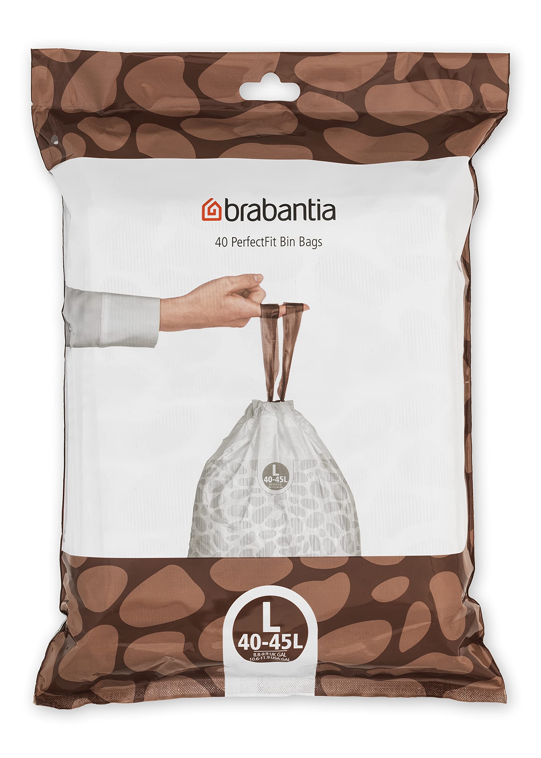 Brabantia Sacs Poubelle PerfectFit (Code L/40-45 Litres) Ultra Résistant, Poigné