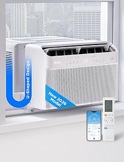 Midea 10,000 BTU U Shaped Window Air Conditioner, Cools up to 450 Sq Ft | Ultra Quiet U-Shaped Design, Inverter Control, Open Window Flexibility, Alexa/Google Assistant, 37% Energy Savings, 2026 New
