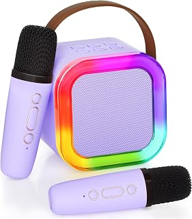 Karaoke Machine for Kids Adults, Karaoke Toys Gifts for Girls Boys, Portable Bluetooth Speaker with Wireless Microphone, Birthday Gifts for Girls Boys Ages 4, 5, 6, 7, 8, 9, 10, 12+ Years Old(Purple)