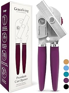 Heavy Duty Manual Can Opener with Magnetic Lid Lifter, Mauve